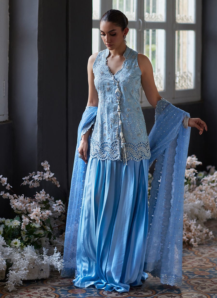 Powder Blue Embroidered Tunic and Wide-Leg Pants for Casual Elegance Powder Blue Embroidered Tunic and Wide-Leg Pants for Casual Elegance — Powder Blue Outfits 2027