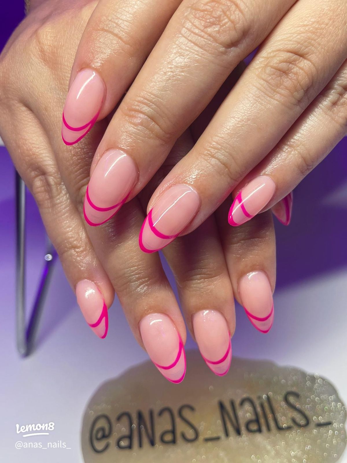 Double Pink Outline French Tips Visual Idea Double Pink Outline French Tips Visual Idea — Colored Double French Nails 2027