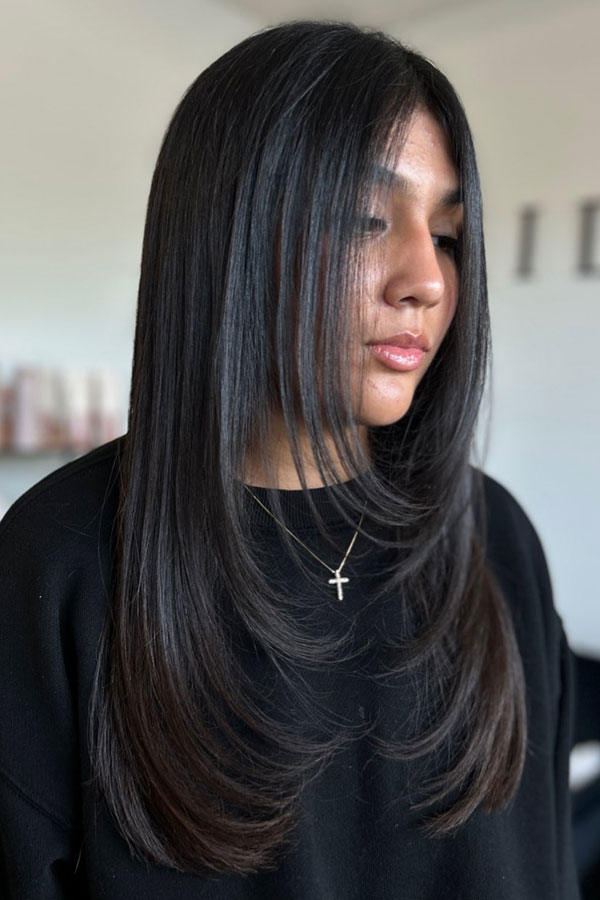 Mid-Back Layers With Dark Brown Base Mid-Back Layers With Dark Brown Base — Face Framing Layers 2027