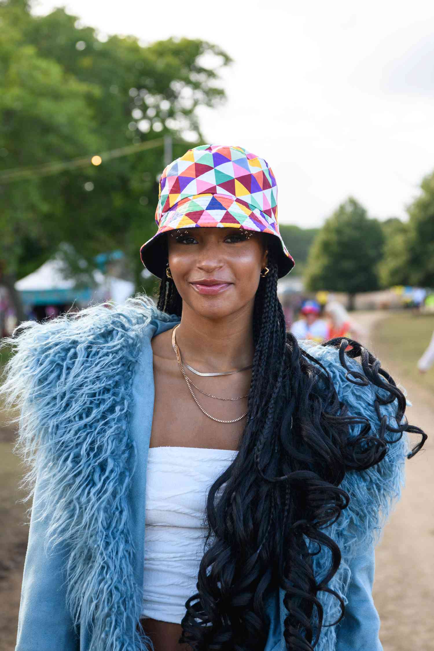Long Layers Mid-Back Black Hair In Side Braids — Bucket Hat Hairstyles 2027