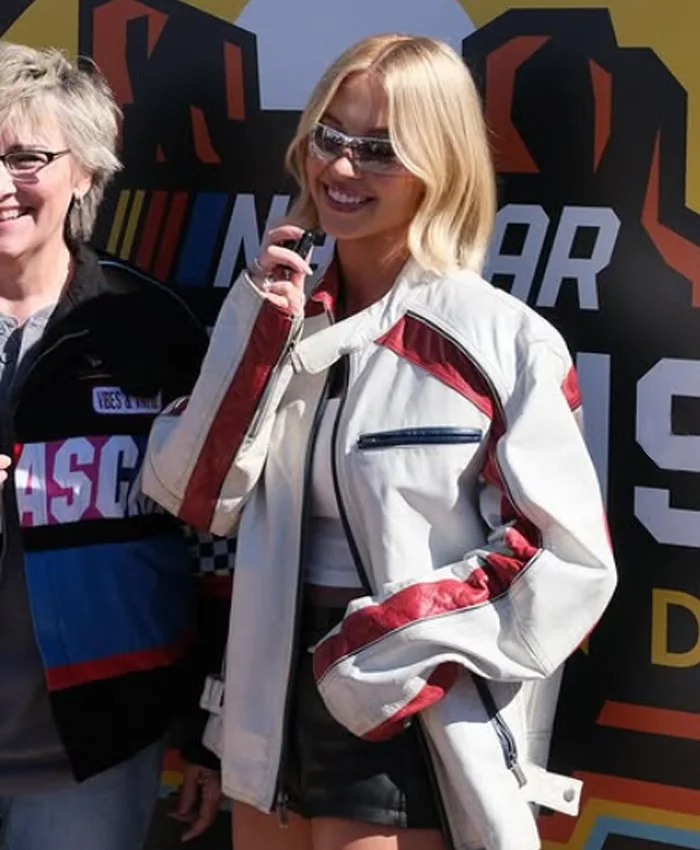 Racing Jacket with Leather Shorts and Silver Sunglasses — NASCAR Outfits 2027