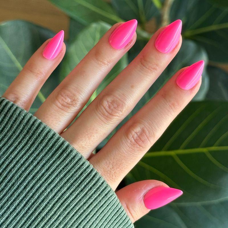 Medium Neon Pink Glossy Stilettos Medium Neon Pink Glossy Stilettos — Neon Stiletto Nails 2027