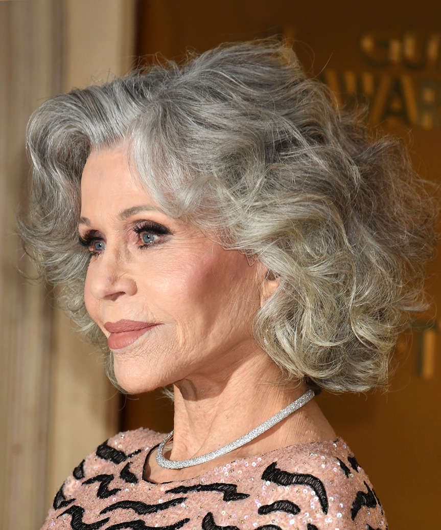 Shoulder Length Silver Curls With Bangs — Silver Hair 2027
