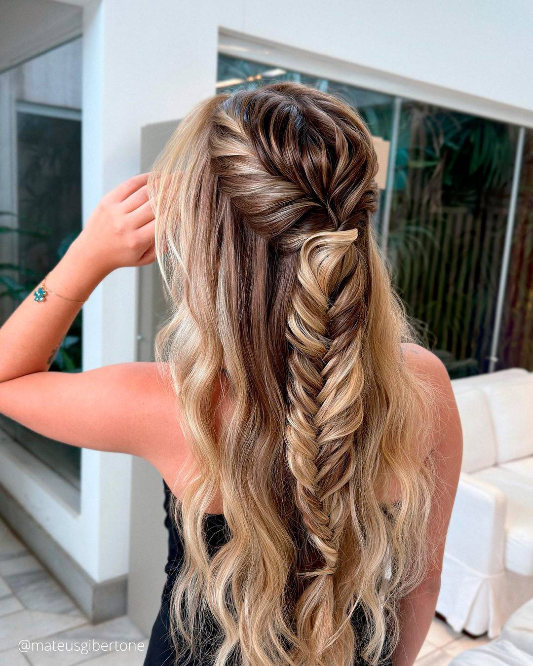 Dark Blonde Fishtail Braid Dark Blonde Fishtail Braid — Half Up Half Down Hairstyles 2027