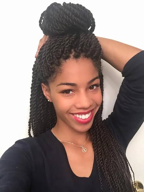 High Bun With Cascading Twists High Bun With Cascading Twists — Senegalese Twists 2027