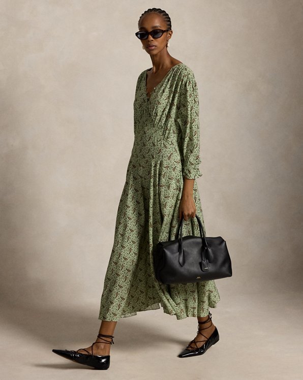Green Floral Midi Dress with A-Line Silhouette — Tall Women Outfits 2027