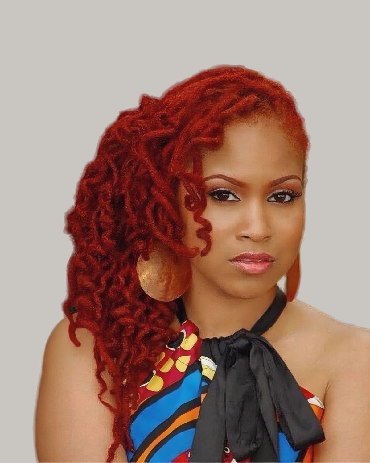 Shoulder Length Vibrant Red Curly Locs Shoulder Length Vibrant Red Curly Locs — Curls Locs 2027