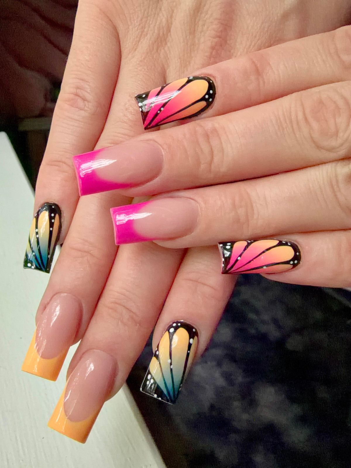 Vibrant Butterfly Wing French Tips — Butterfly Airbrush Nails 2027