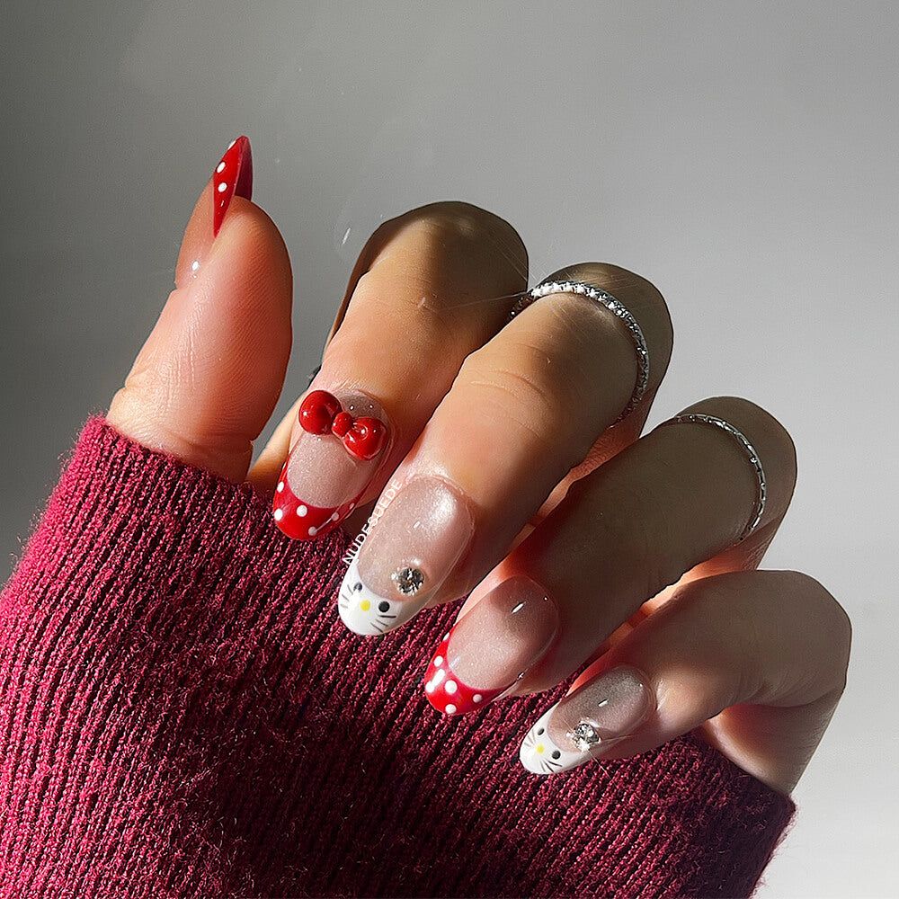 Hello Kitty Short Oval Press On Manicure Nails – NUDE SUEDE