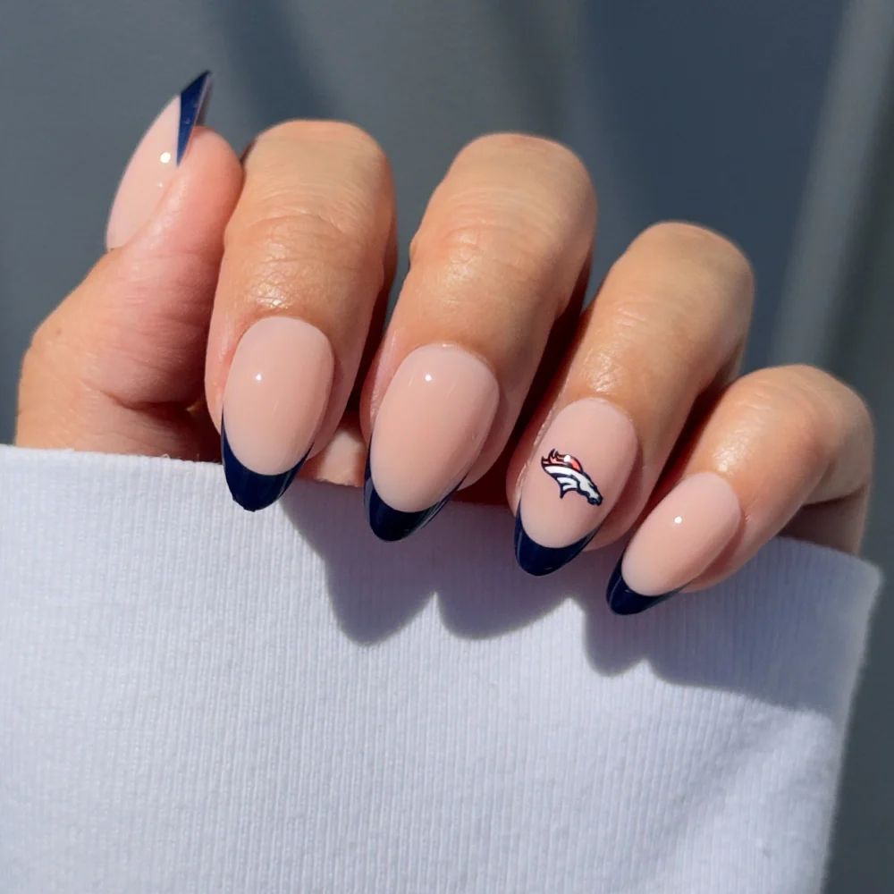 Sheer Nude French with Winged Horse Logo Sheer Nude French with Winged Horse Logo — Cheer Nails Team Colors 2027