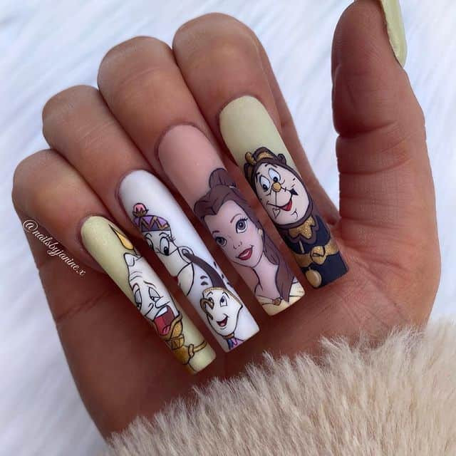 Beauty and the Beast Coffin Portraits Beauty and the Beast Coffin Portraits — Princess Disney Nails 2027