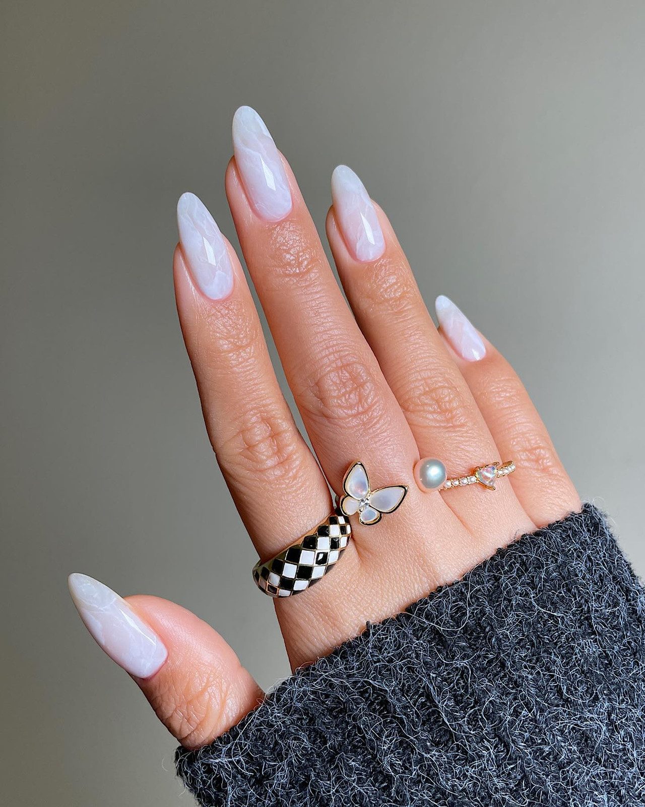 Grey Blue Swirls Long Stiletto Glossy Grey Blue Swirls Long Stiletto Glossy — Milky Nails 2027