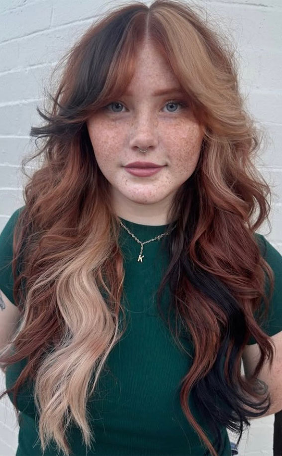 Wolf Cut With Bold Color Blocking — Long Wolf Cut 2027