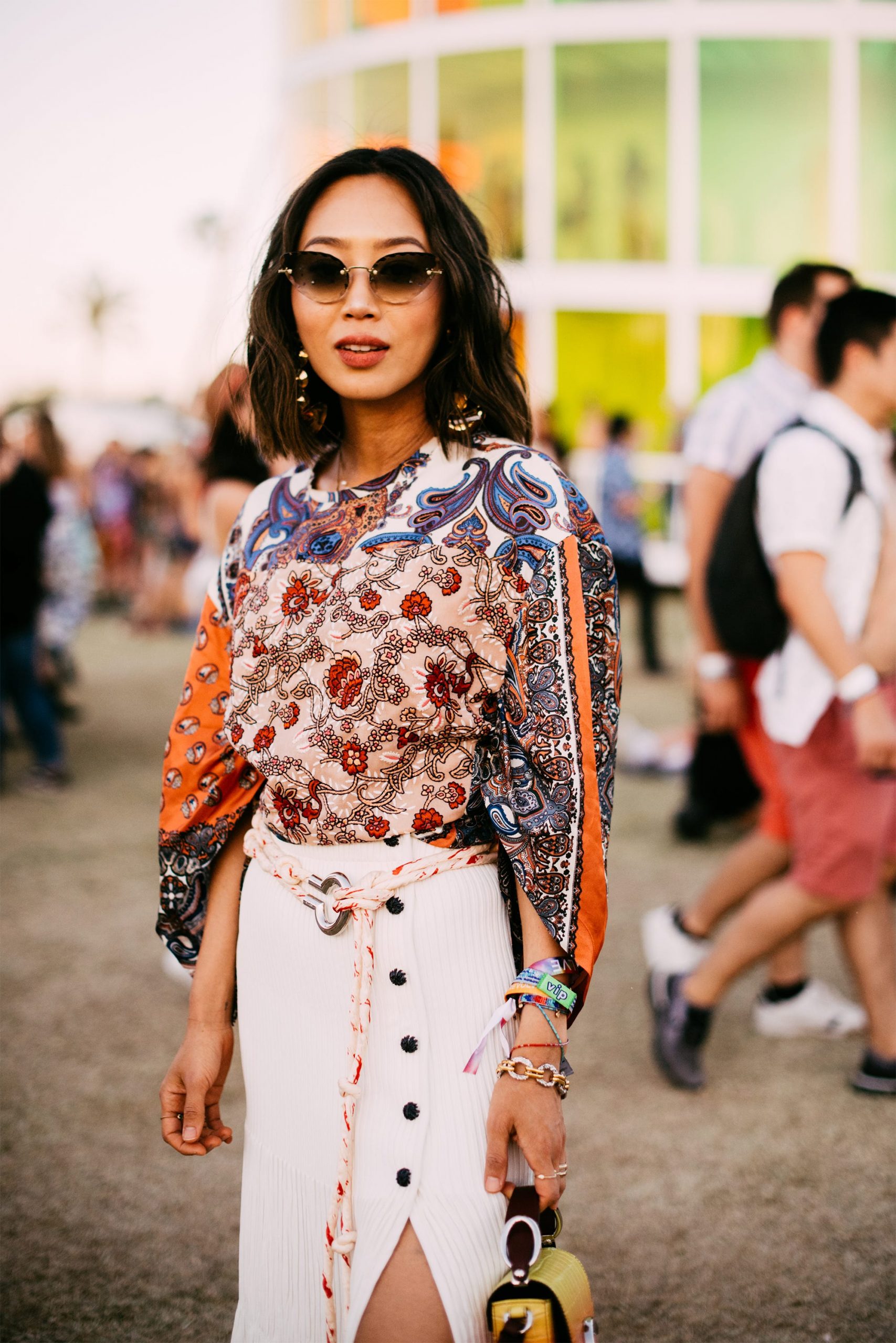 Paisley Print Blouse Over T-Shirt and Denim Paisley Print Blouse Over T-Shirt and Denim — Coachella Outfits 2027