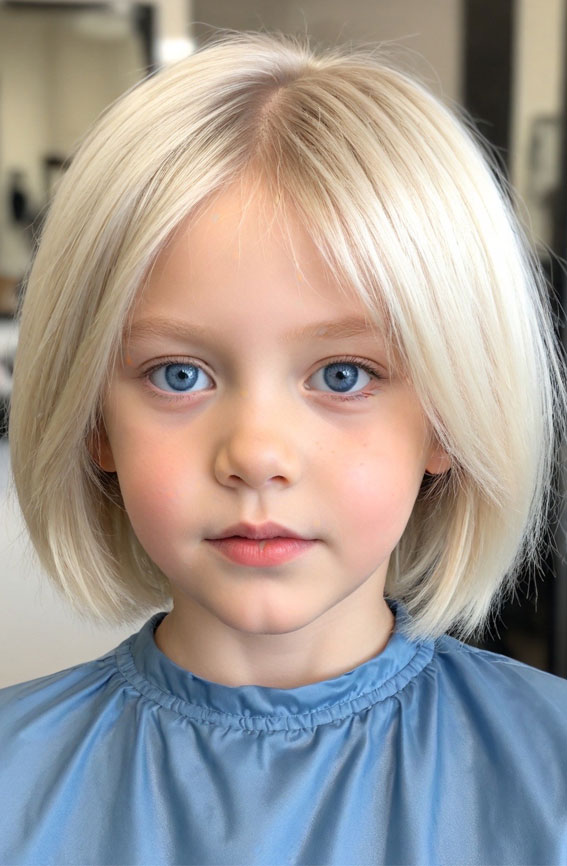 Collarbone Platinum Bob With Blunt Bangs — Bob 2027 for Little Girls