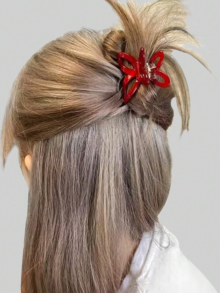 Fine Blonde Hair With Short Bangs and Red Clip Fine Blonde Hair With Short Bangs and Red Clip — Butterfly Hair Clip Hairstyles 2027