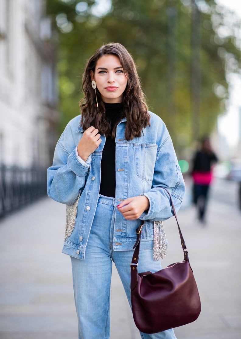 Embellished Denim Jacket with Black Turtleneck and Light Wash Bootcut Jeans Embellished Denim Jacket with Black Turtleneck and Light Wash Bootcut Jeans — Blue Bootcut Jeans Outfits 2027