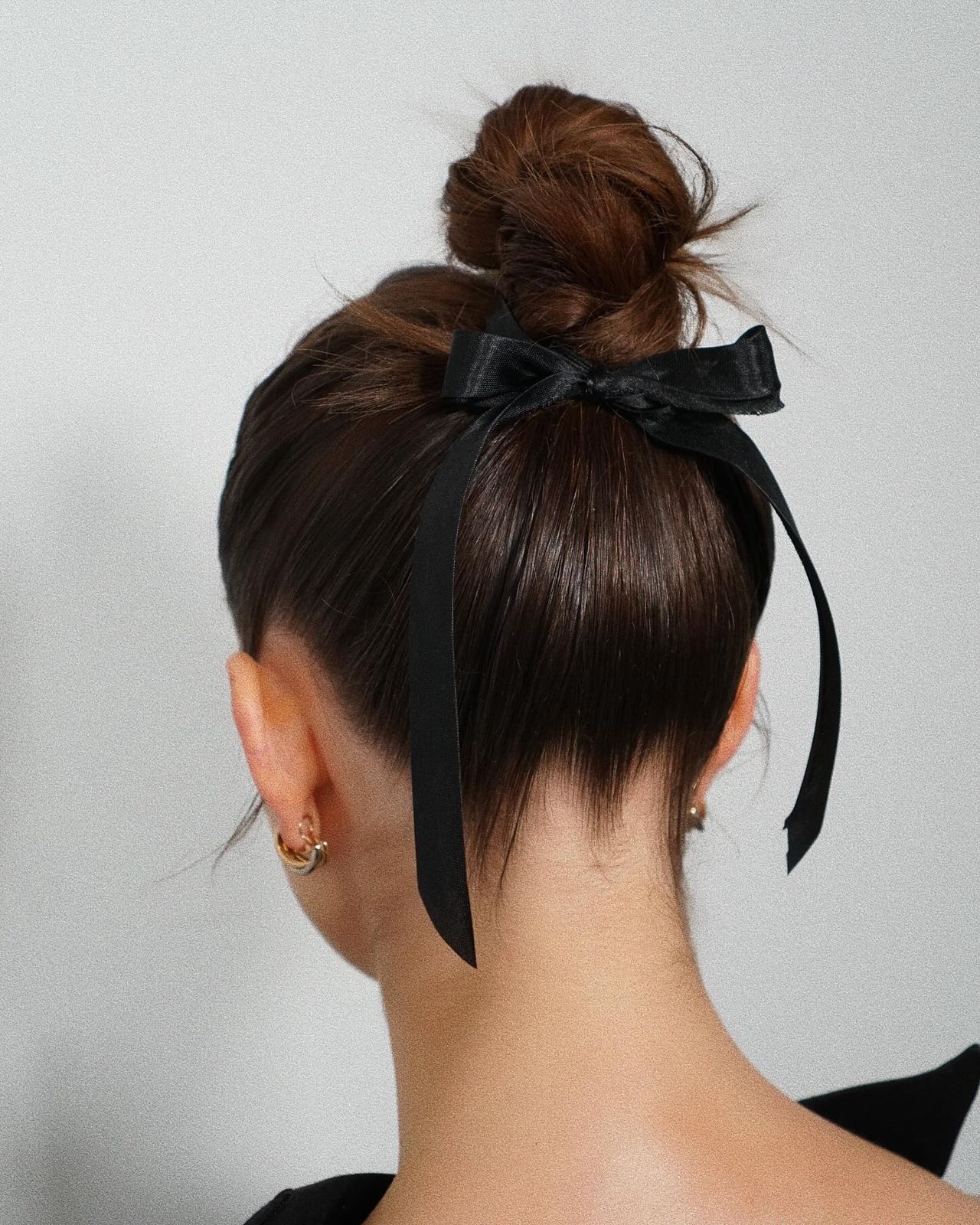 Dark Brown Messy Bun With Ribbon — Balletcore Ribbon Hairstyles 2027