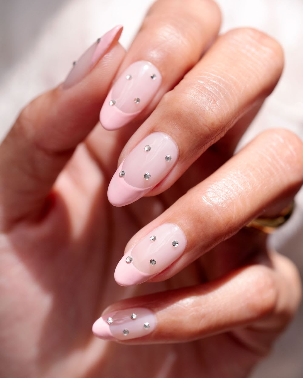 Sheer Pink Glitter Gem French — Sparkly Prom Nails 2027