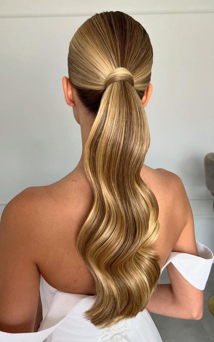 Sleek Ash Blonde Ponytail With Defined Waves — Bridesmaid Ponytail Hairstyles 2027