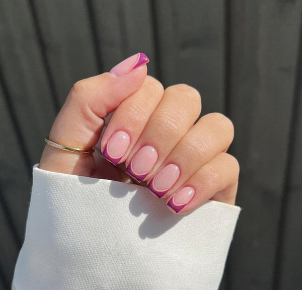 Bold Purple French Tips Short Square Bold Purple French Tips Short Square — French Tip Nails 2027 for Short Nail Beds