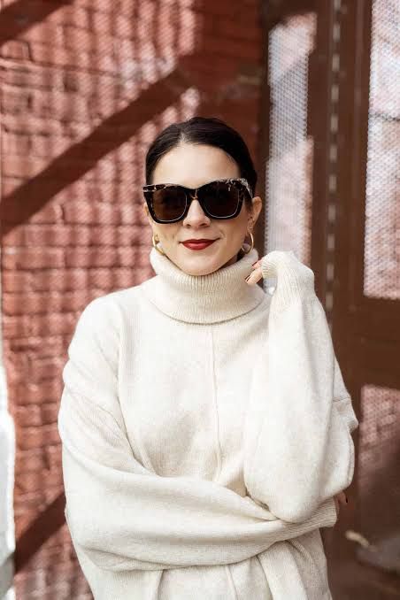 Cream Knit Turtleneck with Voluminous Sleeves — Turtleneck Outfits 2027