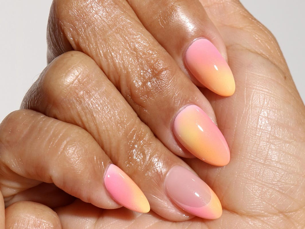 Glossy Visual Idea Glossy Visual Idea — Pink and Orange Sunset Nails 2027