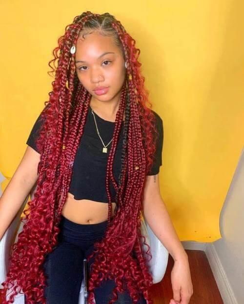 Red Box Braids With Beads Red Box Braids With Beads — Boho Knotless Braids 2027