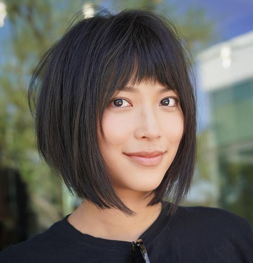Chin Blunt Bob With Blunt Fringe — Bangs 2027 for Oval Face