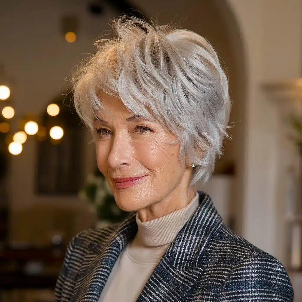 Silver Shag With Voluminous Waves Silver Shag With Voluminous Waves — Short Shag 2027