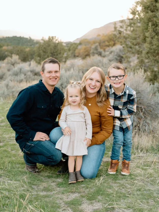 Earthy Tones: Rust Sweater, Plaid Shirt, and Tiered Dress Earthy Tones: Rust Sweater, Plaid Shirt, and Tiered Dress — Spring Family Photo Outfits 2027