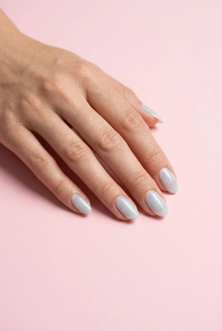 Pearlescent Glossy Visual Idea — Pastel Oval Nails 2027