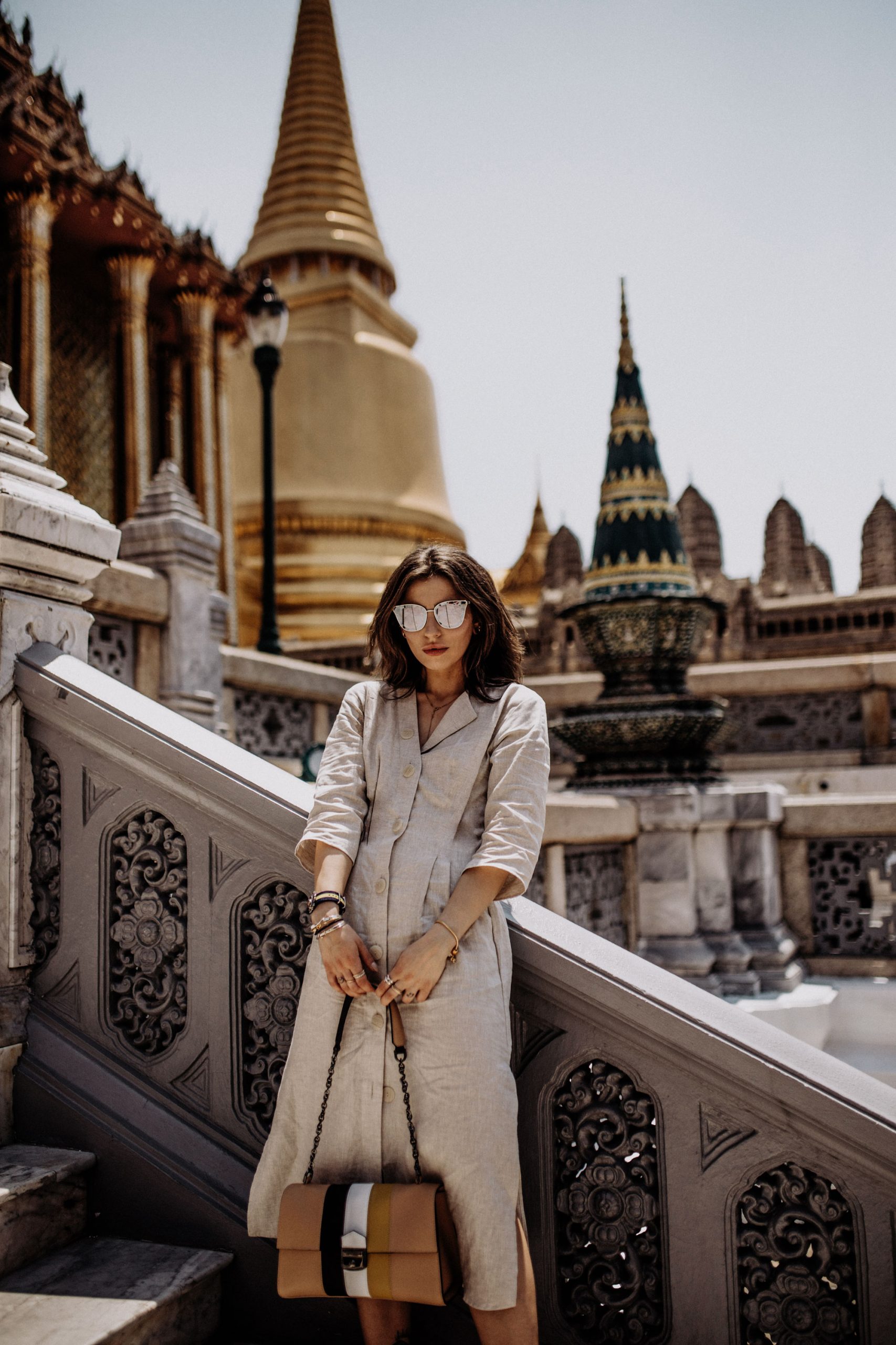 Beige Linen Shirt Dress for Cultural Sightseeing Beige Linen Shirt Dress for Cultural Sightseeing — Thailand Outfits 2027