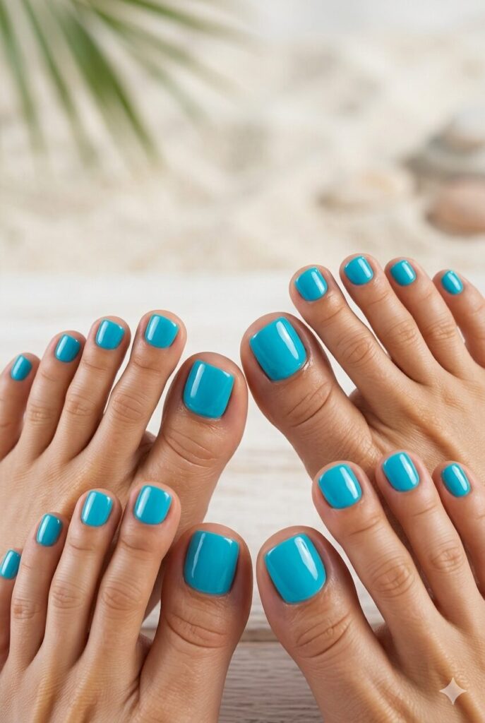 Vibrant Turquoise Beachy Toe Nails Vibrant Turquoise Beachy Toe Nails — Vacation Toe Nails 2027