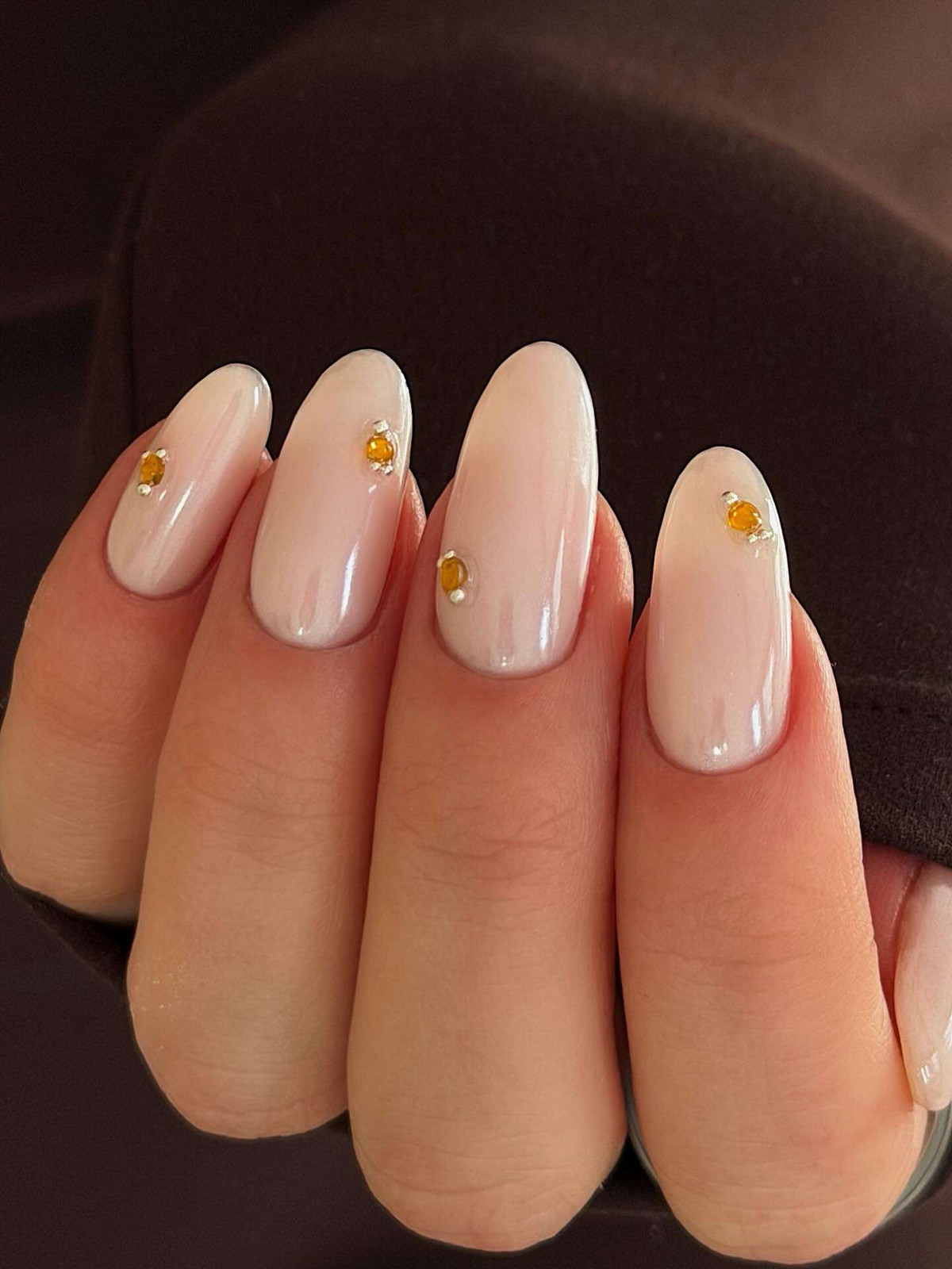 Milky Pink Studded Gem Medium Oval Nails Milky Pink Studded Gem Medium Oval Nails — Practical Mom Nails 2027