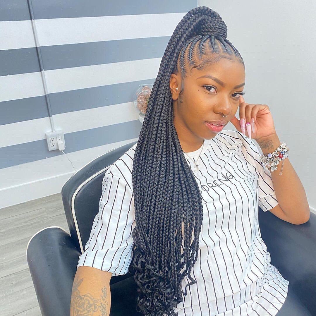 High Ponytail with Cornrow Braids High Ponytail with Cornrow Braids — Winter Hairstyles 2027 for Black Women
