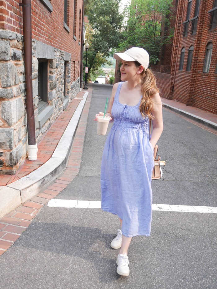 Light Blue Sleeveless Midi Dress with Baseball Cap Light Blue Sleeveless Midi Dress with Baseball Cap — Casual Dresses 2027