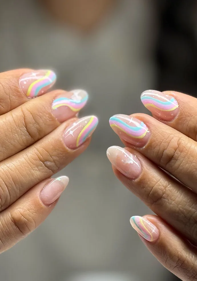 Pastel Wavy Stripes with Shimmer Pastel Wavy Stripes with Shimmer — Professional Nails 2027