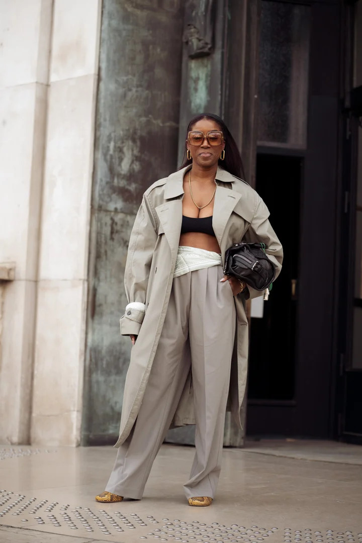Oversized Grey Trench Coat with Wide-Leg Trousers — Spring Outfits 2027 with Trench Coat