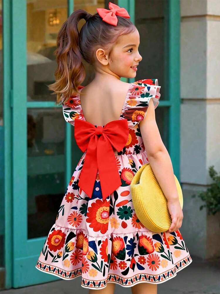 Floral Tiered Dress with Statement Bow Floral Tiered Dress with Statement Bow — Cute Outfits 2027 for Tweens