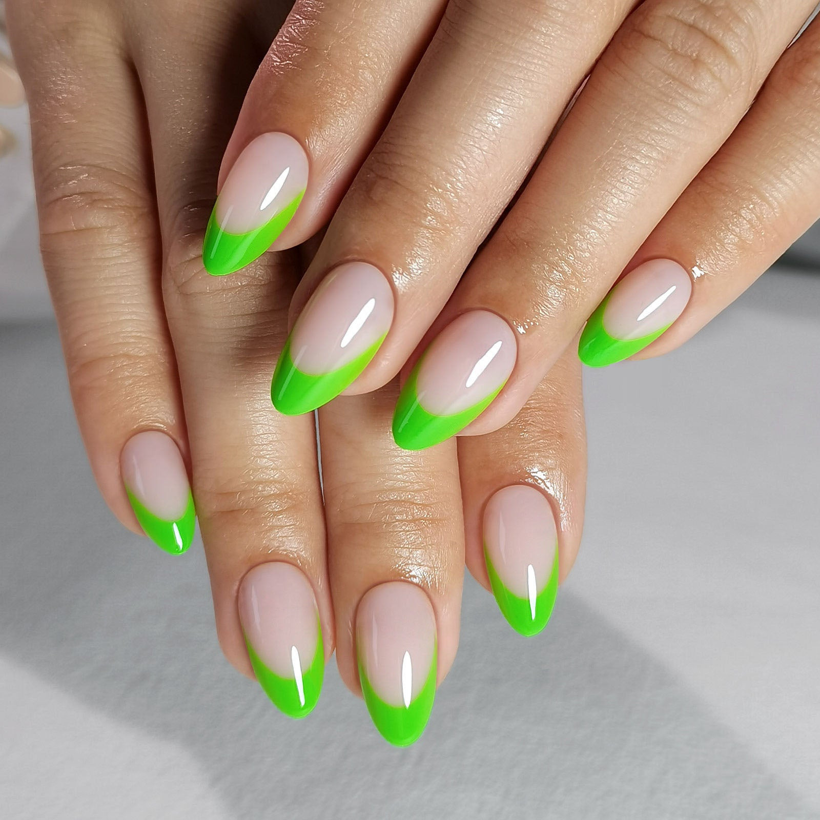 Neon Green French Tips Neon Green French Tips — French Tip Nails 2027 for Short Fingers