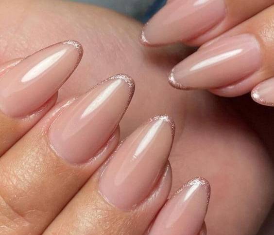 Sheer Nude Pink Glitter French Tips Sheer Nude Pink Glitter French Tips — Winter Nude Nails 2027