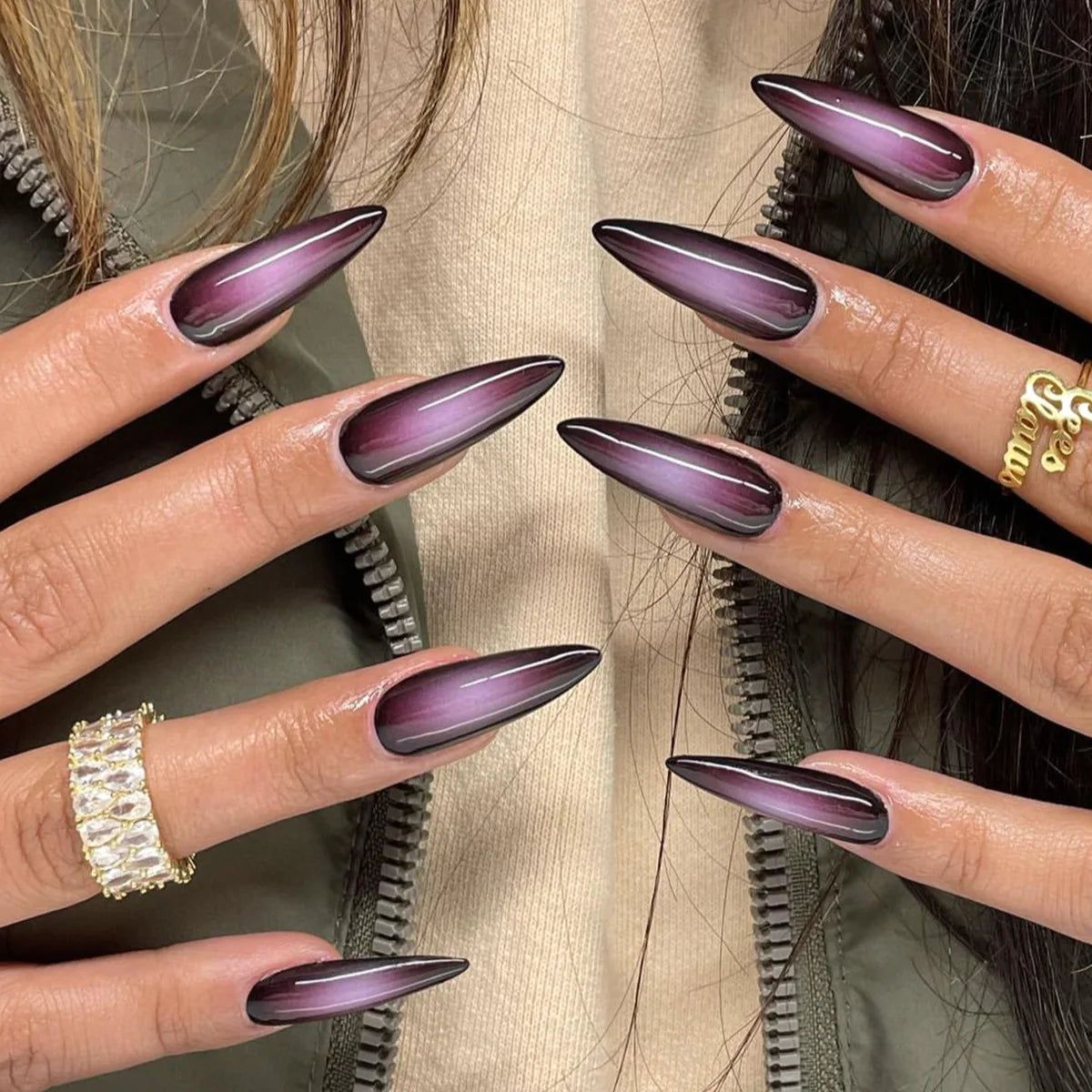 Magnetic Chrome Deep Purple Stiletto Magnetic Chrome Deep Purple Stiletto — Lavender Stiletto Nails 2027