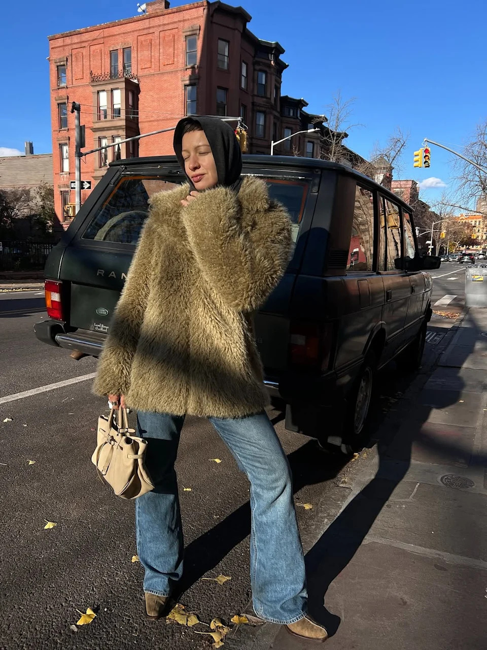 Cozy Chic: Bootcut Jeans with Faux Fur Coat and Ankle Boots — Bootcut Jeans Outfits 2027 with Sandals
