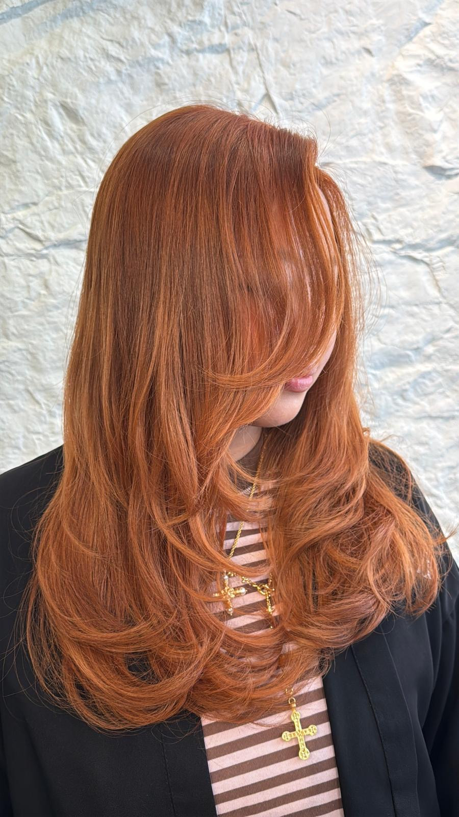 Copper Mahogany Layers and Curtain Bangs Copper Mahogany Layers and Curtain Bangs — Copper Hair 2027 for Asian Women