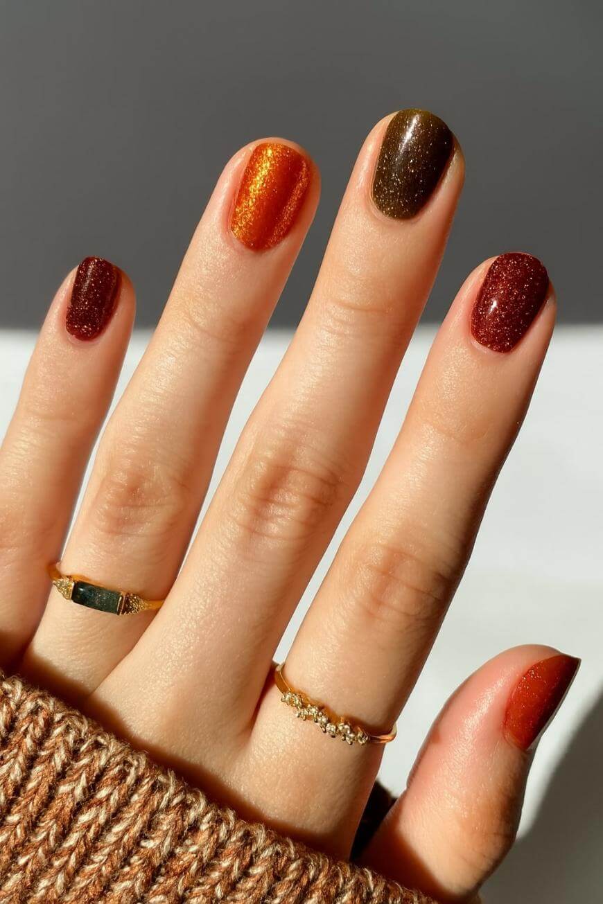 Shimmer Glitter Visual Idea — Thanksgiving Nails 2026