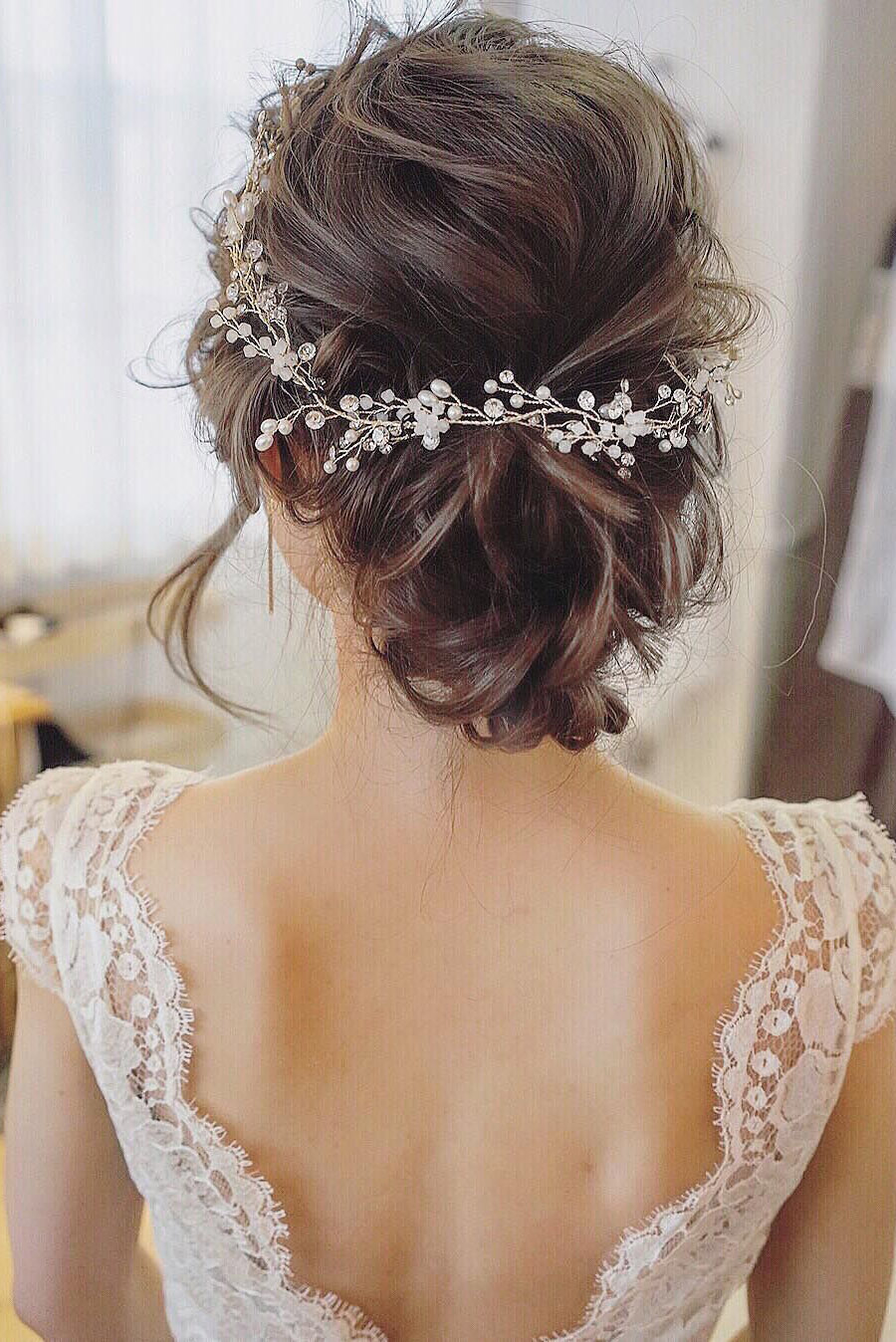 Intricate Dark Brown Updo With Bridal Hairpiece Intricate Dark Brown Updo With Bridal Hairpiece — Wedding Hairstyles 2027 for Short Hair