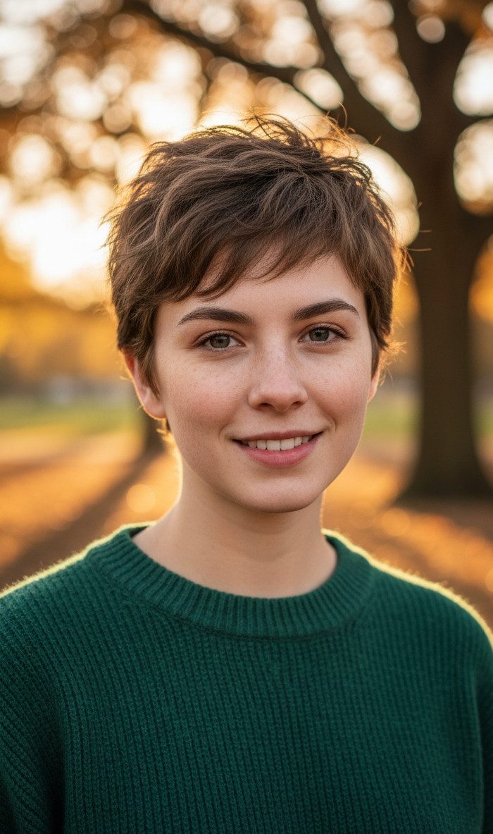Effortless Textured Pixie with Side Bangs — Pixie 2027 for Natural Hair