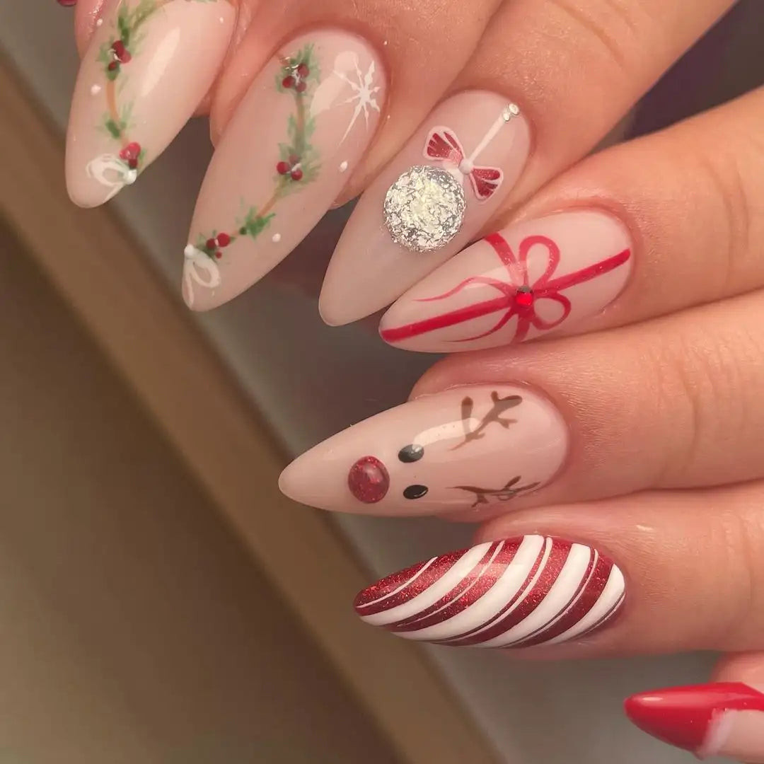 Detailed Christmas Motif Long Stilettos Detailed Christmas Motif Long Stilettos — Christmas Nail Art 2026