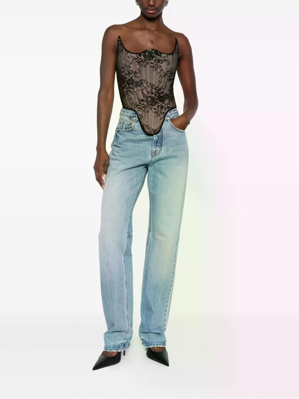Sheer Black Lace Corset Top with Straight-Leg Jeans Sheer Black Lace Corset Top with Straight-Leg Jeans — Lace Corset Top Outfits 2027